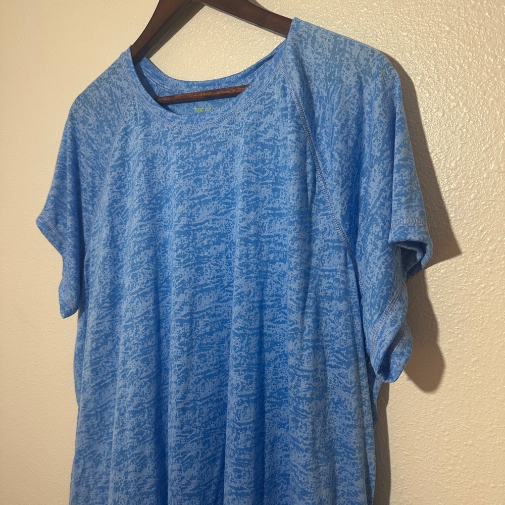 NWOT Tek Gear Womens 2X Blue Space Dye Raglan Short Sleeve Activewear Tee
